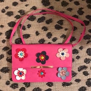 Studded Flower Appliqué Crossbody Purse